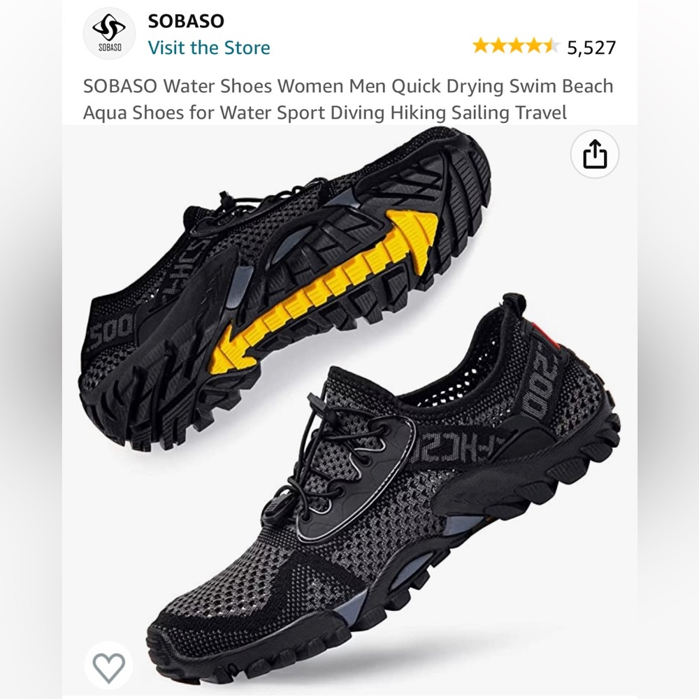 New in bag water shoe with elastic lace up